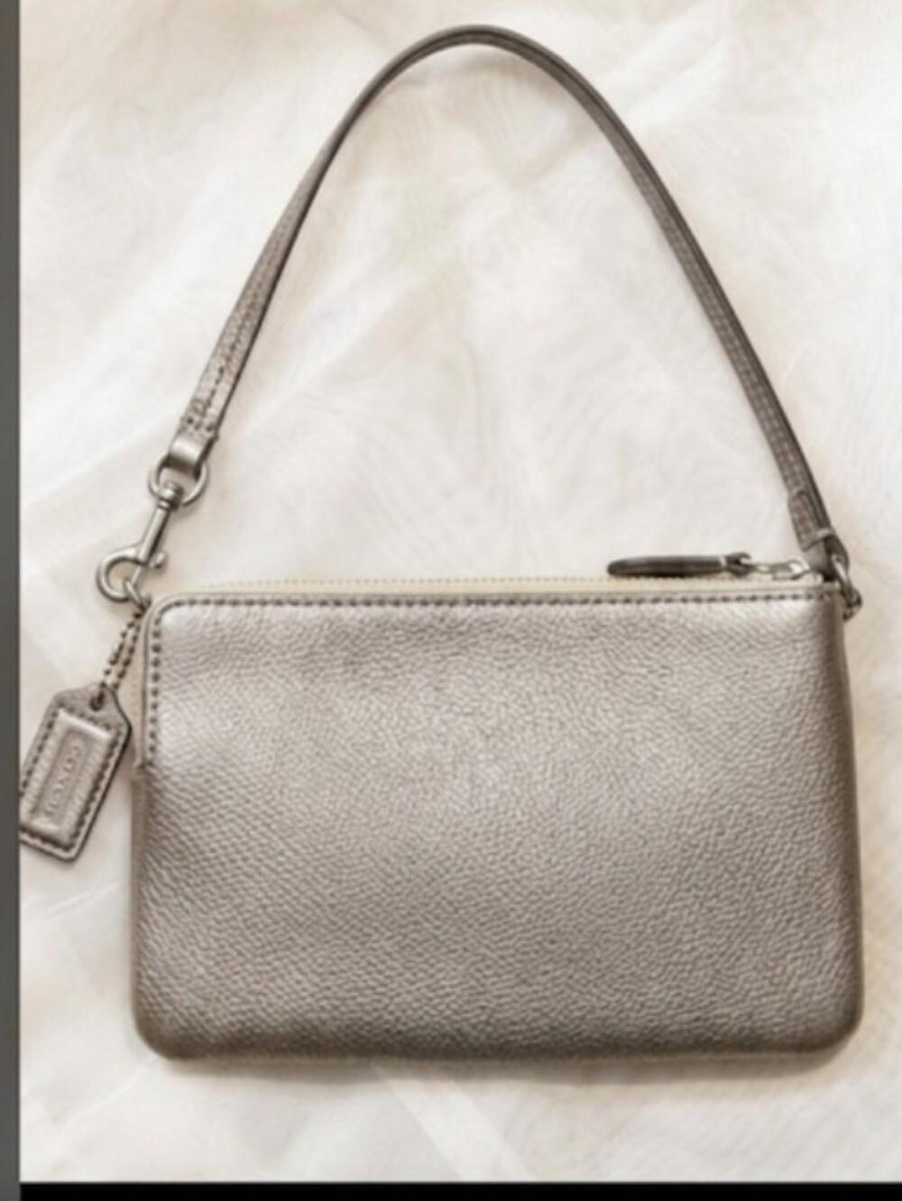 COACH Metallic Silver Leather Wristlet - Picture 3 of 12